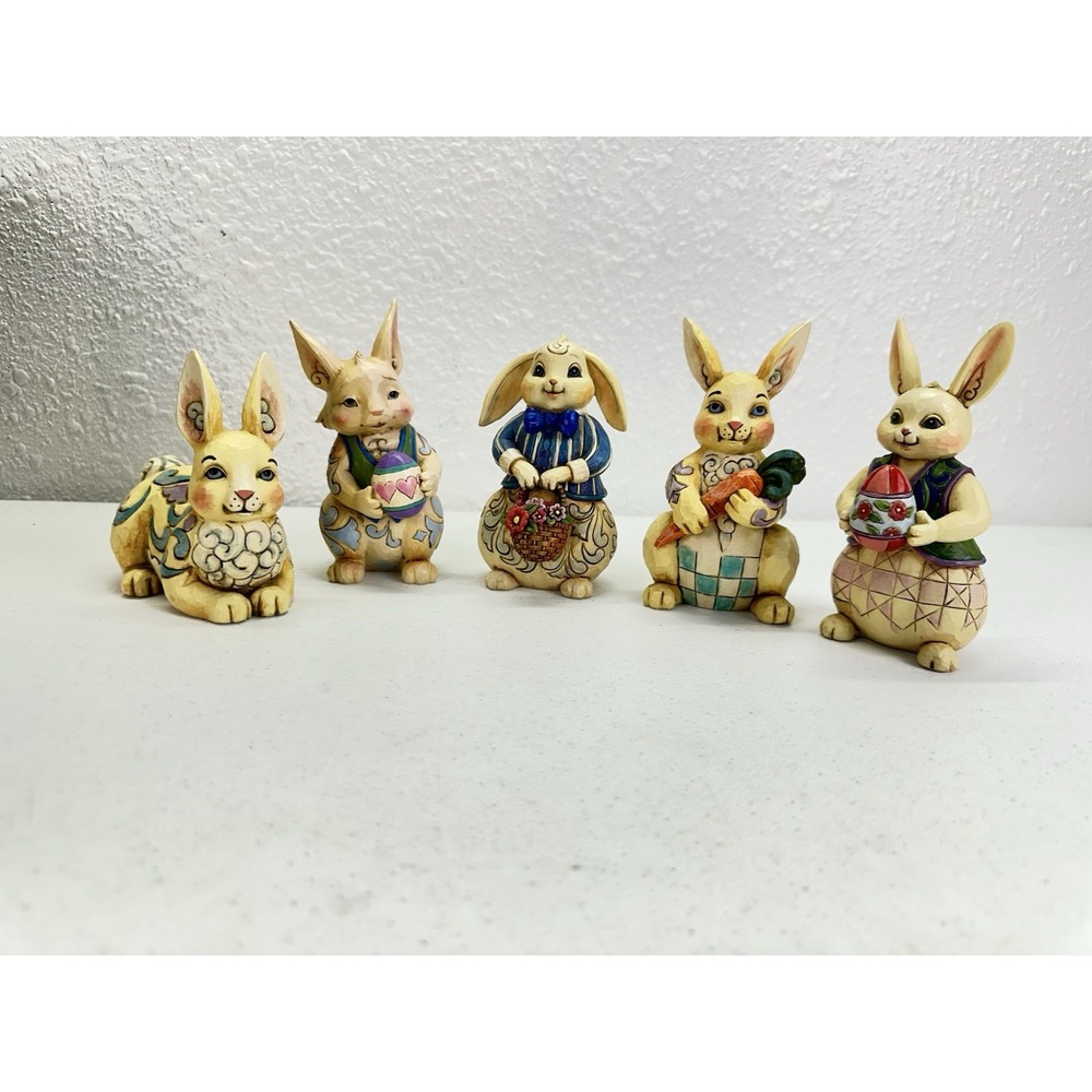 Set / 5 -Jim Shore Bunny Rabbit Figurines 403121 4037676 4025798 4031211 4025799
